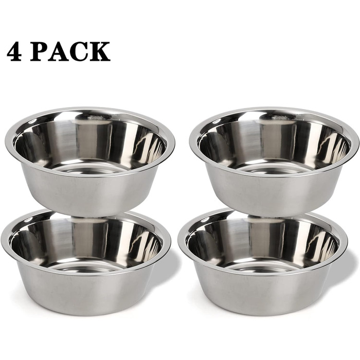 Набори мисок для собак та котів DEAYOU з нержавіючої сталі (4 шт.), 21 см, 1.3 л