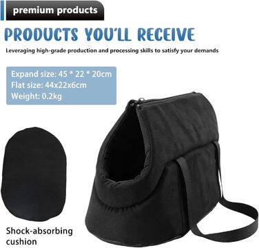 Чорна переносна сумка для собак та котів, складана, з сіткою, для транспортування