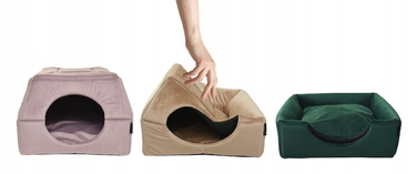 Ліжко-будиночок 2в1 для собак та котів, 48x48 см, антиковзальна підстилка