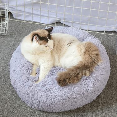 М'яке ліжко для собак та котів Doughnut, зручне гніздо, Ø50см, сірий колір, для тварин до 5кг