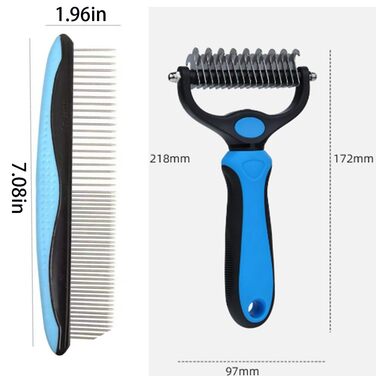 Гребінець для вичісування собак та котів, інструмент для грумінгу, видаляє ковтуни та вичісує шерсть (17+9 зубців, двосторонній)