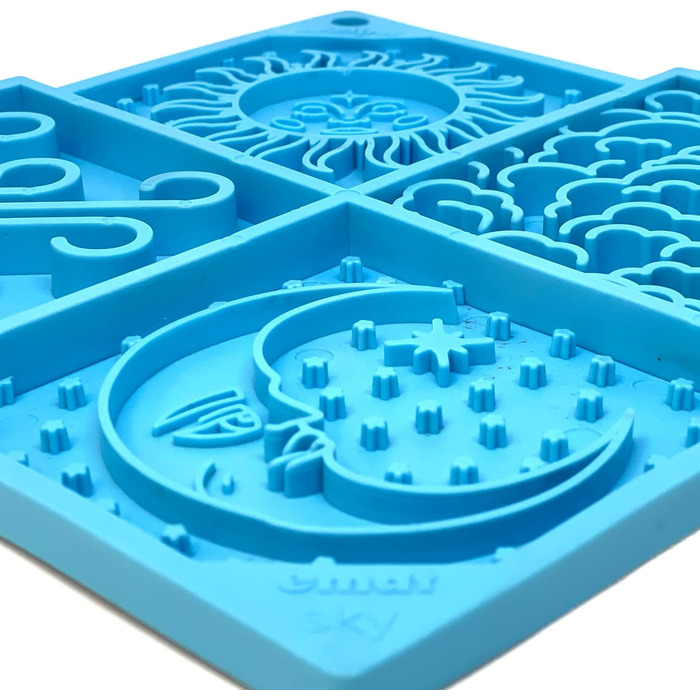 Leckmat SodaPup Bones eMat – довговічний годівник для тварин з безпечного гумового матеріалу, стимулює розум, запобігає переїдання, сприяє свіжому диханню, Sky eMat