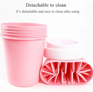 Очисник лап для собак та котів: мийка лап з м'якою силіконовою щіткою, рожевого кольору