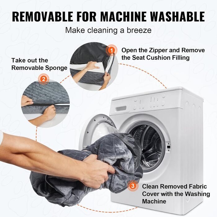 Автокрісло для собак VEVOR - підйомник для собак у машину з кишеню, безпечна прив'язка, гумова наповнювач, ліжко для собак середніх та великих порід (до 25 кг)