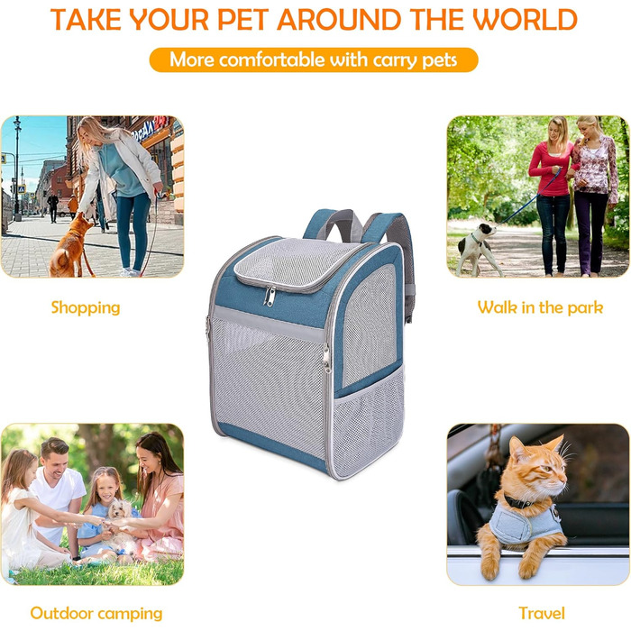 Рюкзак-переноска для собак та котів ALLSOPETS, зелений, з ременем безпеки та світловідбиваючими елементами