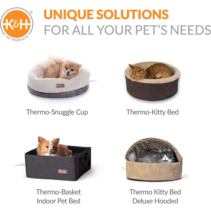 Електричне лежанка-печера для котів K&H Pet Products, сіра з геометричним візерунком, 43,2x38,1x33 см