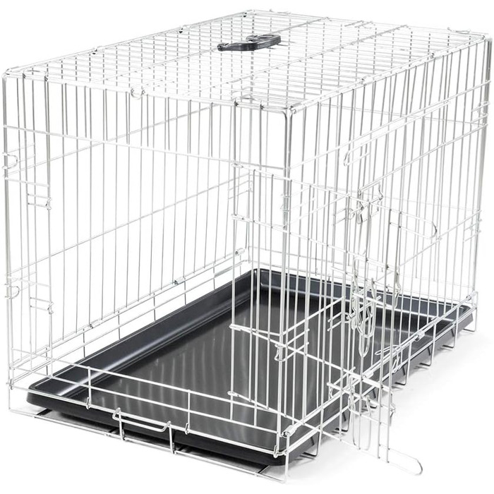 Складана металева клітка для транспортування Vadigran Classic, 76x48x55 см, срібляста, розмір L