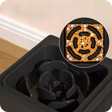 Миска для собак та котів: антиковзаюча, з регульованою висотою підставки та системою сповільнення їжі