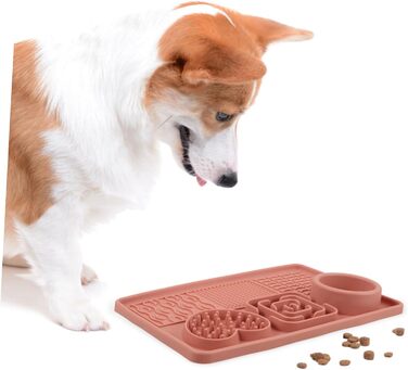 Килимок для годування собак та котів з присосками, нековзний, для повільного годування, рожевий, велика місткість