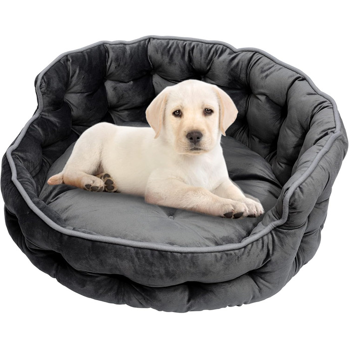 Кругле ліжко для собак та котів, чорне, 60 см, зручне та м'яке, з антиковзною основою, легко миється