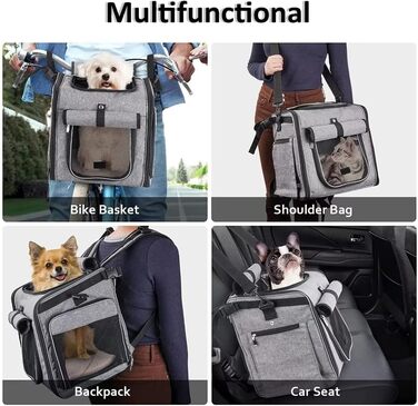 XXXLION Кошик на велосипед для собак, переноска-рюкзак для тварин з сітчастими віконцями, для собак, котів, цуценят, з регульованими ременями, сумка-тримач, для переднього колеса та автокрісла