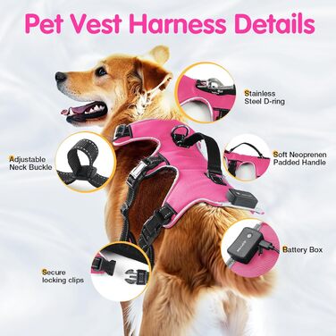 Світловідбиваючий нашийник для собак з LED, перезаряджуваний, зручний, водонепроникний, для середніх та великих собак, зелений (рожевий, M)