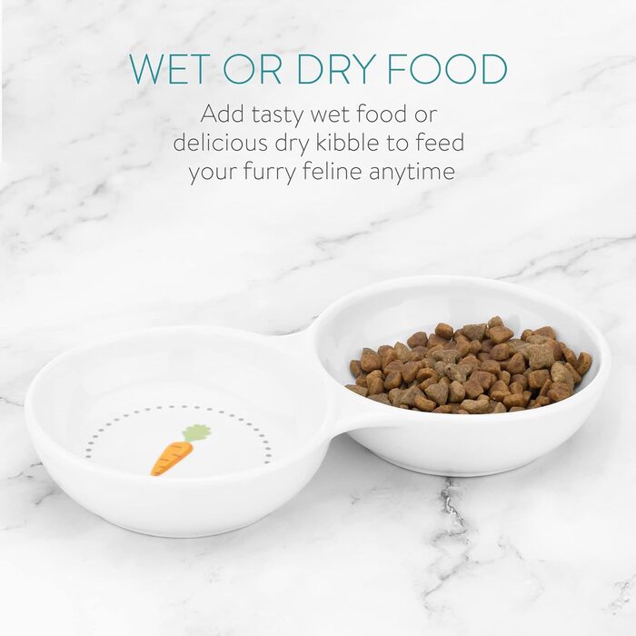 Набір мисок для тварин Navaris: котики, морські свинки, кролики. 2 шт. Кераміка, зелений/білий