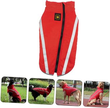 Водонепроникний дощовик для собак MERRYHAPY з флісовою підкладкою та світловідбиваючими смугами (45x55 см, червоний)