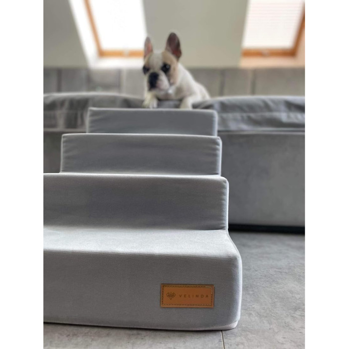 Сходинка для собак Velinda з 4 сходинками, для котів, для домашніх тварин, допомога у підйомі, з пінопласту (колір: кремовий)