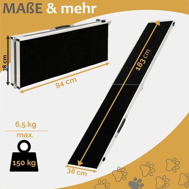 Рампа для собак у автомобіль, алюміній, Petigi, 70/90/150 кг, сумісна з SUV, антиковзка