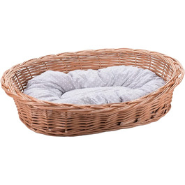 Вільхове ліжко для собак та котів - зручне та стильне, 58x42x15 см, сіре в горошок