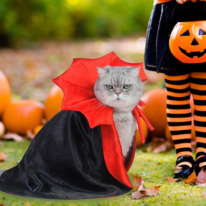 Костюм для тварин: накидка для кота та собаки, костюм вампіра, костюм для Хелловін, костюм для Хелловінської вечірки