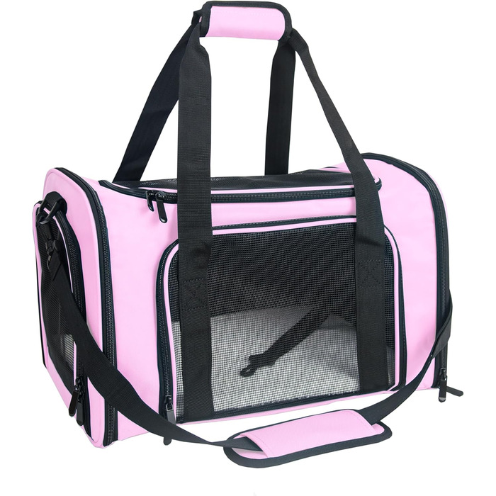 Переносна сумка-переноска для котів та собак, велика, рожева