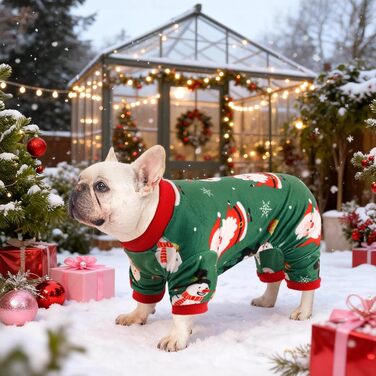 Піжама для собак, м'яка, легка, для маленьких, середніх та великих сук, для хлопчиків та дівчаток, собак та котів, розмір S (спинка: 21,6 см, обхват грудей: 33 см, обхват шиї: 22,9 см), різдвяний стиль, 4 різдвяних стилі S (спинка: 21,6 см, обхват грудей: