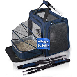 Транспортна переноска для котів You Decide Munich Cat Suite LX Marine з туалетом, складна, для великих котів