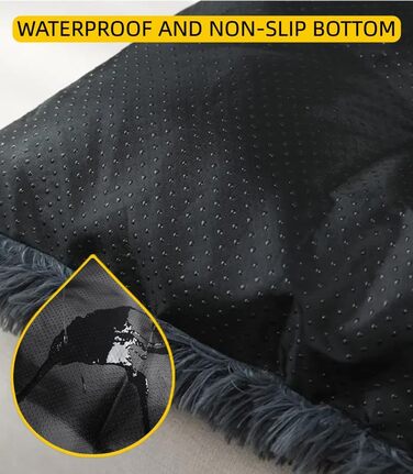 М'яке ліжко для собак великих та середніх порід, плюшеве килим для собак, потовщене покриття для собак з неслизьким дном, пухнасте ліжко для домашніх тварин, можна прати та знімає стрес (59x80 см, темно-сіро-блакитний)