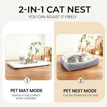 М'яке ліжко для котів, 60x45 см, плюшеве, для маленьких собак та котів, 2-в-1, ліжко-подушка, ковдра, ліжко-гніздо, L:91x71 см