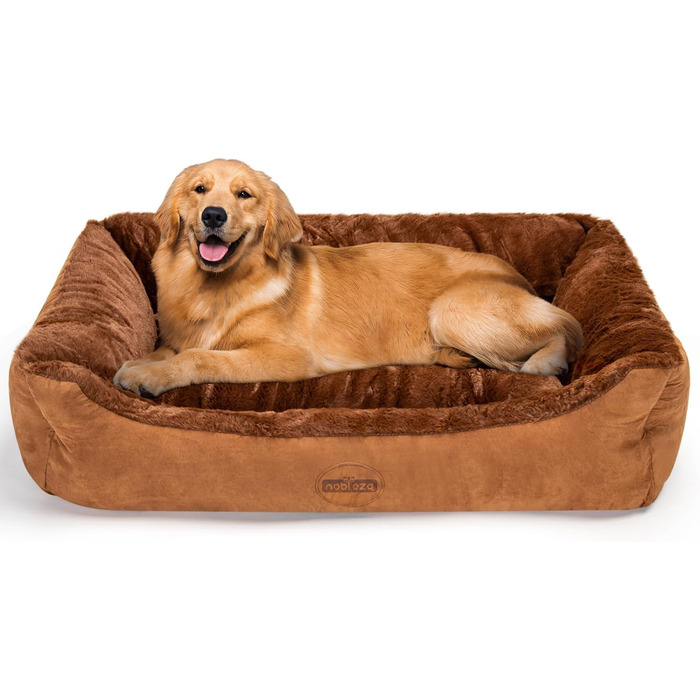 Ортопедичне ліжко для собак Nobleza, великі породи, XL, 110x75x20 см, коричневе, м'яке, антиковзаюче