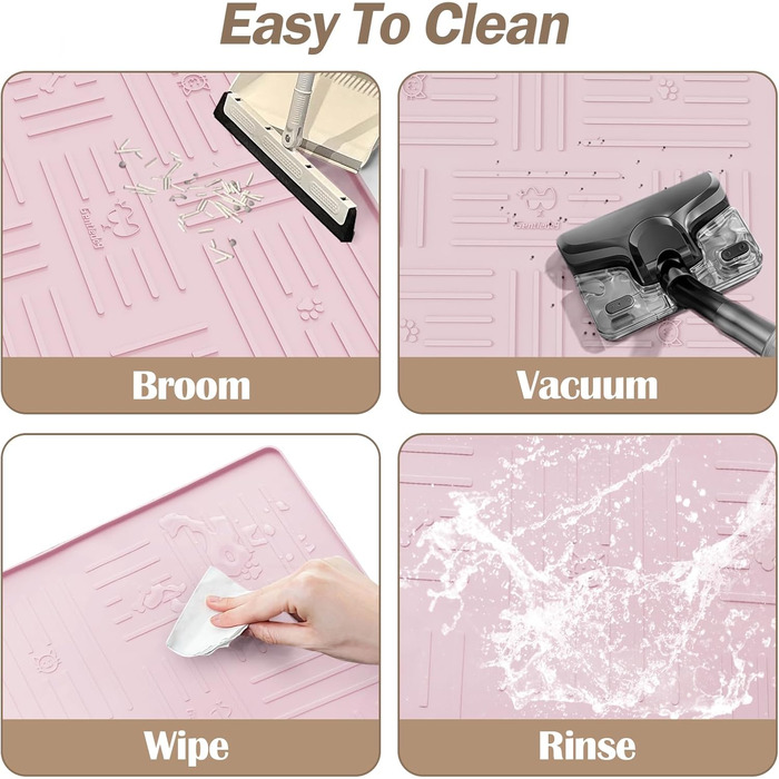 М'яка силіконова килимок для котячого туалету GentleDog, 87.1 x 63 см, водонепроникний, рожевий