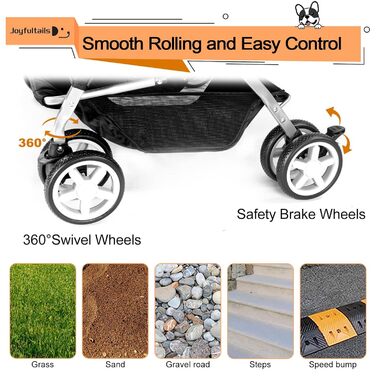 Візок для собак Joyfultails, двомісний візок для домашніх тварин та дітей, складаний візок для 2 собак та котів, двомісний переноска, візок-тандем для собак, візок для подорожей з домашніми тваринами з місцем для зберігання (Чорний)