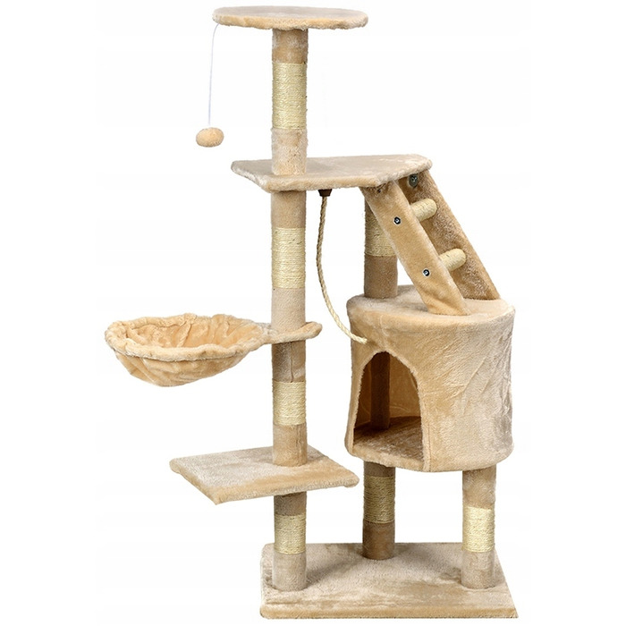 Когтеточка-вежа для котів з лежаком та стовпчиком Funfit Home&Office, 120 см