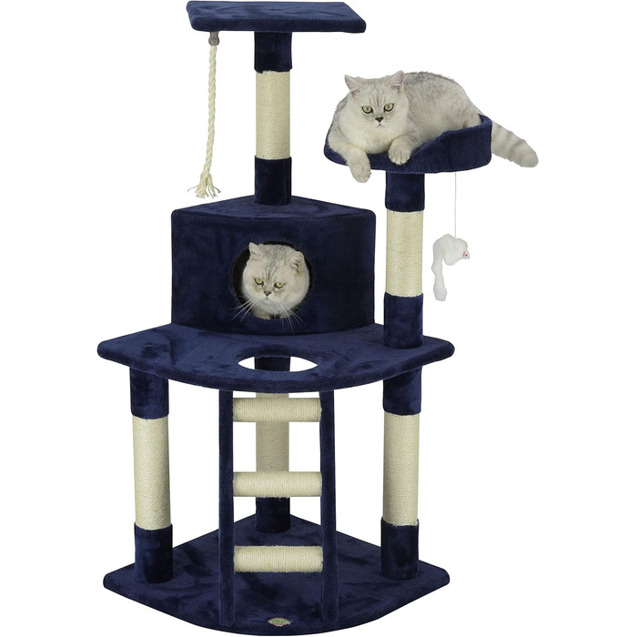 Когтеточка для котів Go Pet Club з будиночком, 63,5x81,3x120,7 см, синя