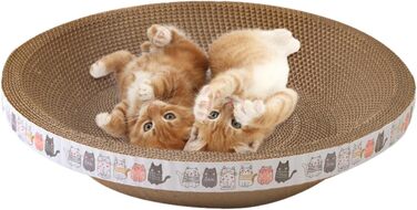 Котячі дряпки, овальні котячі дряпки з мискою та гніздом, гофрокартонна лежанка для котів, котячі дряпки для диванів та килимів (кругла середня (діаметр 40 см, висота 9 см))