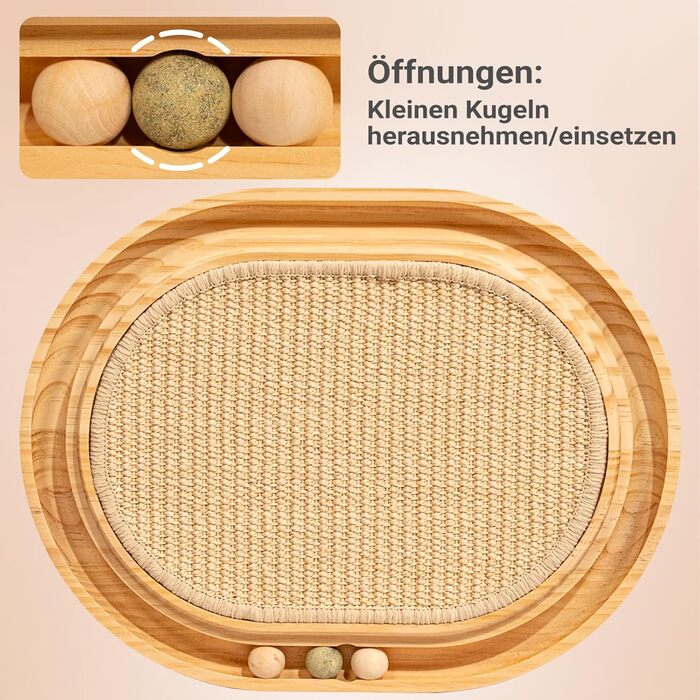 CheerPals Кігтеточка для котів 2-в-1 з натурального сизалю та м'яти, з масивного ясеня, 43x33x3 см