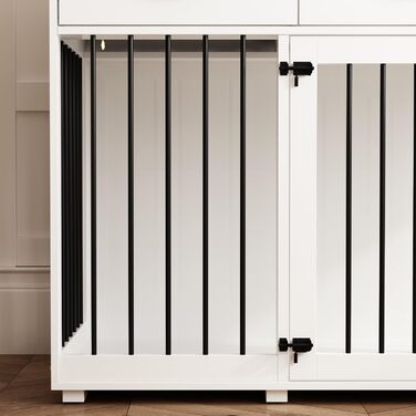 Клітка для собак з 3 ящиками, 137x57x85 см, клітка-будка для собак середніх порід, переноска для собак, білий та чорний колір, для дому