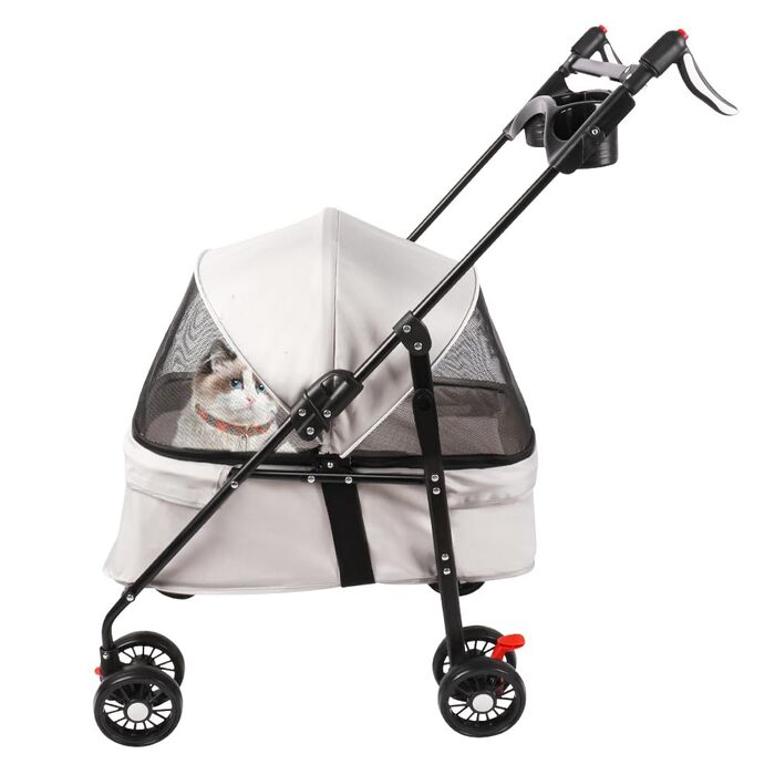 Дитяча візок для тварин, складний бугі для собак/котів, 4 колеса, сірий, 50 x 70 x 95 см