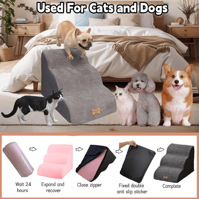 Сходинки для собак Trhillsbrad Breiter 3 ступені, 30 см, для маленьких собак, з антиковзким покриттям