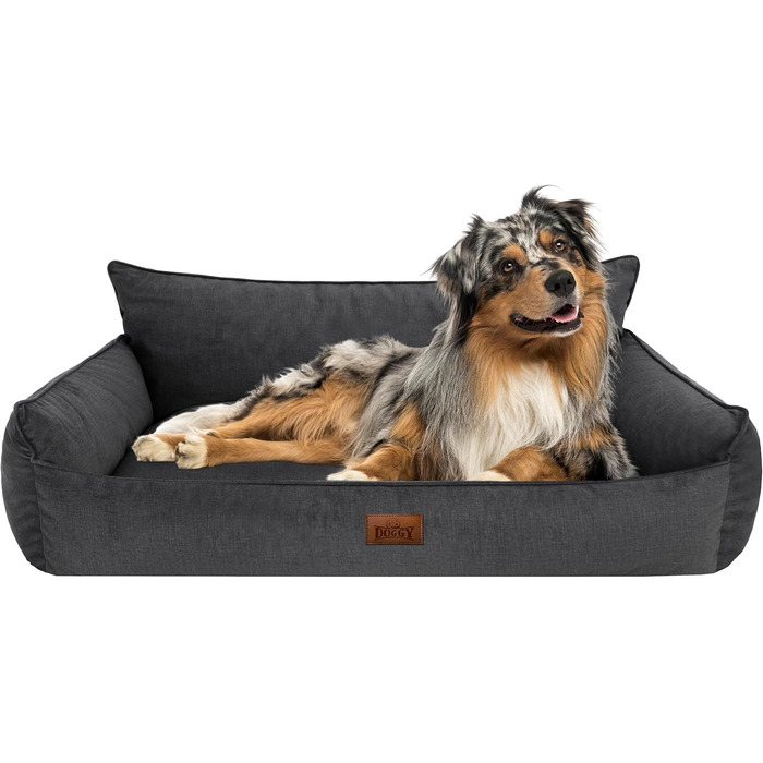 Лежак для собак DOGGY Fancy XL 82x63 см, графітовий, матрац для тварин, диван, прошитий, знімний чохол