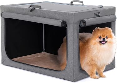 Клітка для собак Petsfit, переносна, сіра, розмір S (61x45x43 см), з м'якою підстилкою та сумкою для зберігання