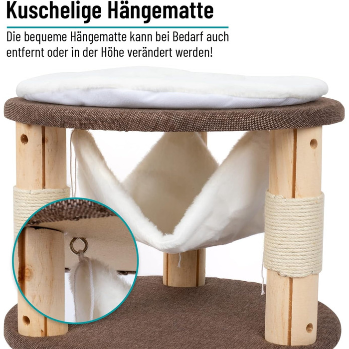 Котячий будиночок VOSS.PET Milo 70см - преміум когтеточка з платформою, гамаком та печерею