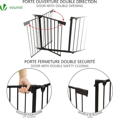 Захист для каміну Vounot: сітка металева, 5 елементів, з безпечними дверима, чорна, 300x75 см