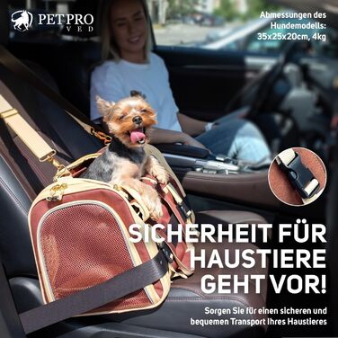 Транспортна сумка PETPROVED для котів і малих собак, розмір M, коричнева, переноска для тварин, сумка-переноска, зручна для подорожей, міцний матеріал