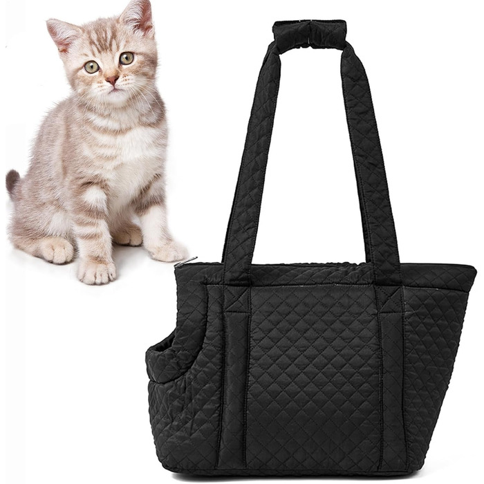 Сумка-переноска для собак та котів з бавовни, чорна | Легка переноска для тварин, для цуценят та кошенят