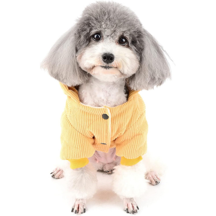 Зуена зимовий теплий пуховик для маленьких собак. М'який, з бавовни, з капюшоном. Тепла піджака для цуценят, ідеально для холодної погоди. Підходить для Чихуахуа. Колір: зелений. Розмір: S, жовтий