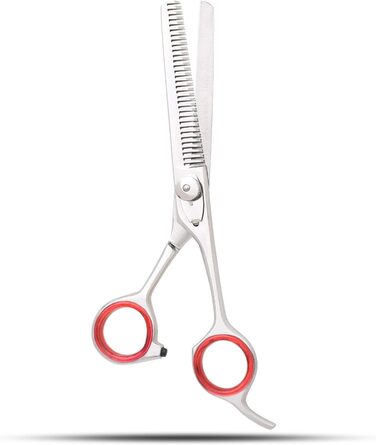 Професійна ножиця для филирування з гачком, 15.2 см, з регулюванням напруження, нержавіюча сталь, для текстурування волосся, з кільцями для пальців