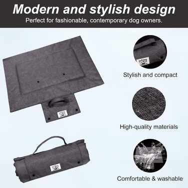 Лежанка для собак і котів, килимок для собак у дорогу, водонепроникний, з можливістю прання та складання, для внутрішнього та зовнішнього використання, кемпінг, подорожі (Сірий, S)