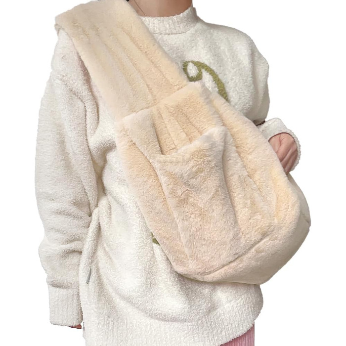 Трансформер для цуценят, плюшевий, теплий, для маленьких собак та котів, до 5 кг, м'який, зручний, звільняє руки, переноска для тварин, переноска для котів, переноска, широкий плечовий ремінь, портативна, бежевий