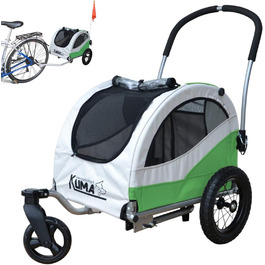 Papilioshop Kuma – Причеп для собак, візок для собак, велосипедний причеп та візок-бугі для собак, складаний, легкий та стабільний, ідеальний для прогулянок та транспортування вашого улюбленця (Зелений)