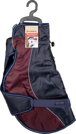 Зимовий одяг для собак Flamingo Hundemantel – Eiberg Kaki & Dunkelblau – 40 см – теплий, модний, з поліестеру, дихаючий, водовідштовхуючий, з PU-покриттям, з животом-ремнем, з отвором для повідка, світловідбиваючий – Kaki & Dunkelblau (Dunkelblau, S)