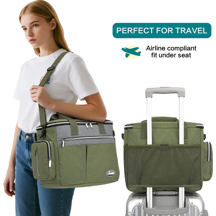 Сумка для собак TAIHOYIN: переноска, набір для подорожей з мисками, килимком та кишенькою для ласощів, зелена